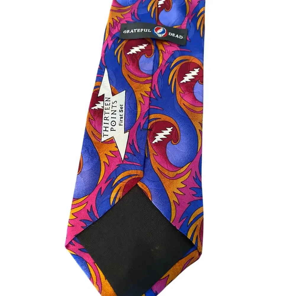 Grateful Dead Thirteen Points First Set Silk Necktie Stealie Waves‎